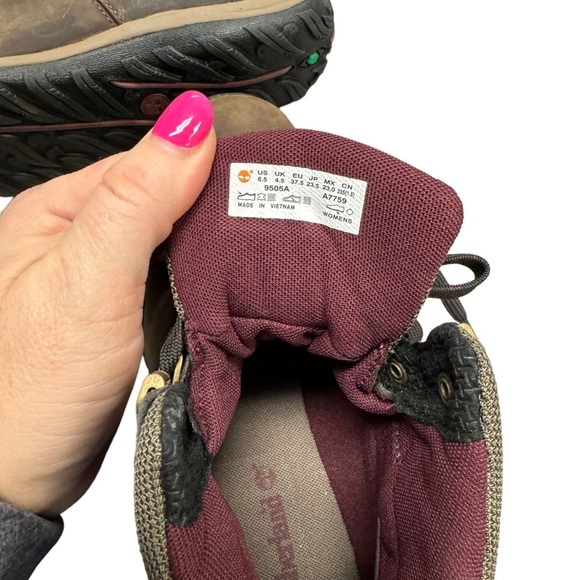 Timberland Women's Norwood Mid Brown Leather Waterproof Hiking Boots Size 6.5 - Picture 13 of 14
